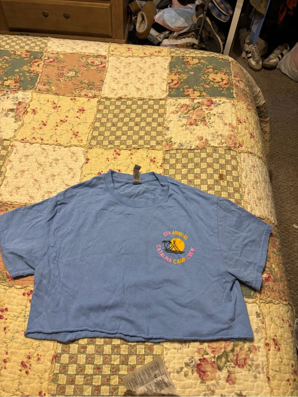 Cropped Blue Catalina Camp Crew Graphic Tee Small